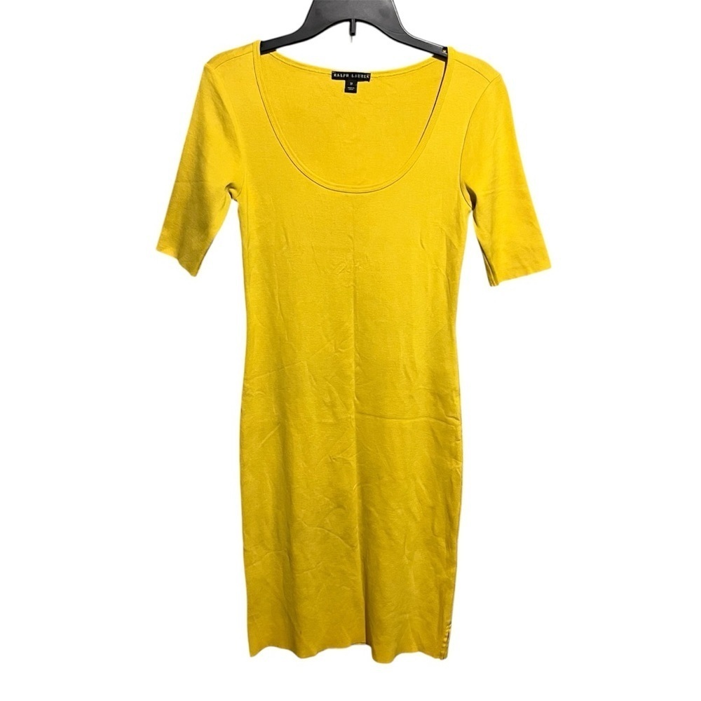 Ralph Lauren Women’s Yellow Bodycon Pencil Dress Size M Cotton
